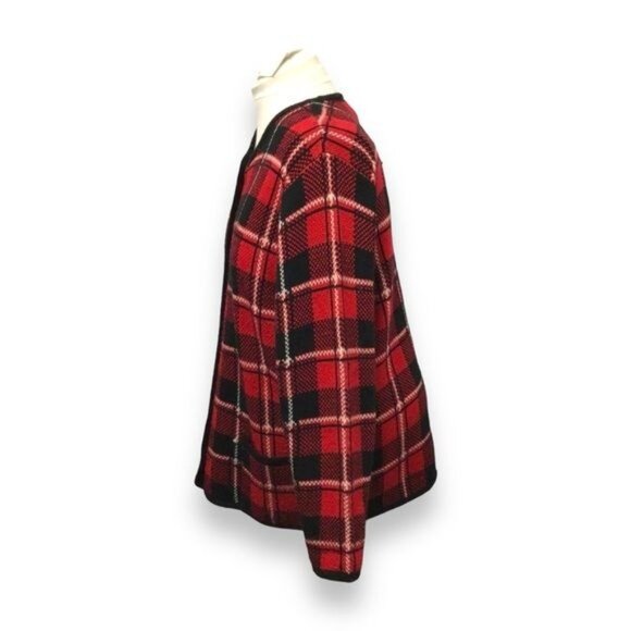 Liz Baker Women’s Cardigan Sweater VTG 80s/90s Button Up Tartan Plaid Holiday 1X - Picture 4 of 9